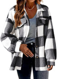 Fongt Women's 2025 New Autumn And Winter With Pocket Lattice Lamb Jacket Button Plush