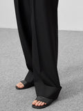 18 Spring Summer Black Ladies Office Trousers Women High Waist Pants Pockets Female Pleated Wide Leg Pants Solid