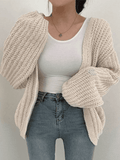 Open Front Long Sleeve Knit Cardigan-Outfit