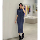 Fongt Folded New Middle-Chai Porcelain Printing Wrinkles Daily Commute Flower Vest Dress Suit Woman