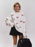 Fongt Embroidered Sweater Women's Round Collar Casual Easing 2024 Knitted Shirt Autumn And