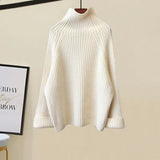 Warm 3 Piece Sets Womens Outfits Office Ladies Turtleneck Knitted Sweater+woolen Parkas Vest+wide Leg Knitting Pants