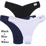 3Pcs Cotton Panties Women's Underwear G-string Comfortable Casual T Back Female V Shaped Waist Thong Intimate