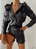 Female Lapel Long Sleeve Buttons