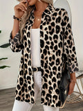 Fongt And Winter New Elegant Shirt Leopard Print Long-Sleeved Casual Holiday Shirt Top