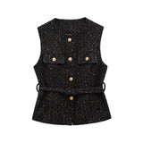 Fongt New With Belt Beads Texture Vest 9298725