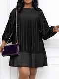 Women Spring Vestidos Casual O-Neck Pleated Hem Sarafans Party Retro Beach Dress Elegant Loose Mini Dress Robe