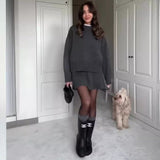 Fongt Solid Color Round Collar Loose Blouse Simple Dress Set In Autumn 2025