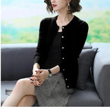 Fall Slim Knit Cardigans Jacket Women Casual Korean Sweater Coats O-neck Knitwear Gilet Basic Single Breasted Malhas