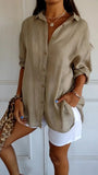 Fongt New Single-Dran Buckle Folding Collar Shirt Burst Lady Solid Color Can Sleeve Top