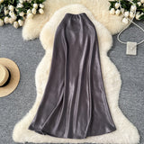 Fongt Sensed With The Frontal Half-Dress Woman 2025 New Light Luxury High-Rise Thin A-Word Bag With A Long Skirt With A Long Tail