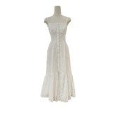 Australian Niche Design Charming Holiday Style Embroidered Sleung Sling Dress Buckled Long