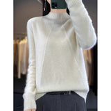 Fongt And Winter Yang Sweater Knitted Jersey Outside Wearing Lazy Wind Senior Women's Half-High Collar Sweater
