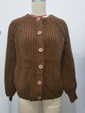 Fongt 2025 New Women's Solid-Color Casual Fashion Coarse Knit Long-Sleeved Sweater Cardigan Jacket