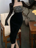 Chinese Summer Suit Female Figure Thin Cardigan Waist Splicing Medium-Long Style Buttocks Wipe Chest Dress Two-Piece Set-Outfit