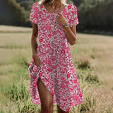 Fongt Hot Selling Literary And Art National Wind Round Collar Long Dress