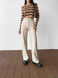 Fongt Women's Fall / Winter 2024 High-Waisted Leather Patchwork Trousers For Women's Casual Pants Leather Pants-Outfit