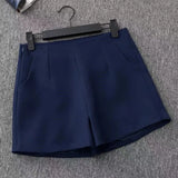 Fongt And Summer Slim Show Thin Shorts Female Blue New 2024 Korean Version Design Sense Casual A Word Wear Wide-Leg Pants-Outfit