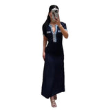 Fongt New Women's Fashion Denim Single-Dlong Stitched Dress