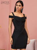 2022 New Summer Off Shoulder Bodycon Bandage Dress Women Sexy Spaghetti Strap Strapless Club Celebrity Evening Party