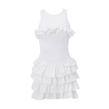 Fongt Women's Wear 2024 Summer New Sexy Hollow Lace-Up With Flounce High Temperament Cake