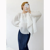 Fongt Folded Hand-Folded Pineapple Folding Temperament Commuter Cardigan More Wear Coat-Size Women's Clothing High-Sclam Fabric