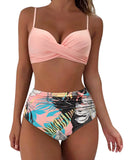 Fongt New Split High Waist Sexy Swimsuit Lady Small Chest Gathered Bikini