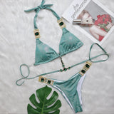 Fongt New Ins Web Celebrity Sexy Crystal Diamond Bikini Strap Women's Split Swimsuit Beach