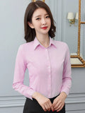 Women Shirt White Shirt Female Long-sleeve Professional Shirt Formal Dress Large Size Work Clothes OL Button Womens
