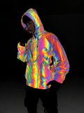 Multi-Pocket Function Style Dazzle Color Reflective Jacket Autumn And Winter Men's High-End Coat Warm Charge Suit Men's Clothing-Outfit