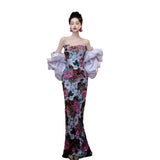 Fongt Chinese Fishtail Evening Dress 2025 New Light Luxury Niche Morning Robe Toasting Bridal Purple Banquet Dress Dress Dress