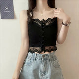 Fongt Sling Vest Woman With Summer Lace Lace Hottie Coat Wearing Short Skirt Bottom Shirt In