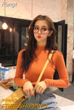 Turtleneck Sweater Women Autumn Casual Thin Long Sleeve Tops Base Knitted Sweaters Solid Color Slim Stretch