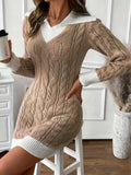 Fongt And Winter Long-Sleeved Jasmine Sweater 2025 Doll Collar Cover Small Knitted Short Dress