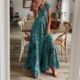 Fongt 2023 New Dress Waist Floral Print Dress-Outfit