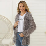 Women's Autumn Coat Long-Sleeved Cardigan Medium-Length Plush Jacket-Outfit