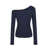 Fongt Desire Hot Girl Slim Slim Show Thin Off-Shoulder Long Sleeve T-Shirt Women's Early Autumn Design Sense Versatile Bottom Shirt Student