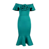 Fongt Hanging Shoulder Collar Rose Lotus Leaf Cuffed Ass Dress Dress Dress