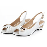 2023 Summer New Style Sandals Female Summer With Wedges Open Toe Shoes White Shoes Comfortable Women's Shoes 703-1-Outfit