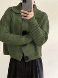 Fongt Women's Loose Korean Version Of Fashion Casual Big Collar Knitted Cardigan Coat