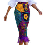 Fongt High-Waisted Print Splicing Lyso-Bag Hips Skirt Large-Size Women's Party Skirt Skirt