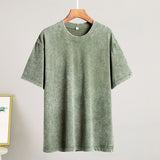 Fongt Old Short-Sleeved T-Shirt 2025 Summer Relaxation Leisure Collar Water Washing Hair Short-Sleeved T-Shirt
