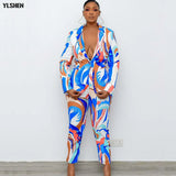Two Piece Set Tracksuit Women Fall Winter Clothes African Dresses for Women 2021 Christmas Sweatsuit Party Print Tops Pants