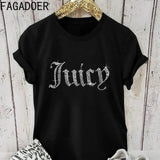 Summer Juicy Diamonds Print Tshirt Women Round Neck Short Sleeve Top Female Pattern Harajuku Tshirt 2022 New