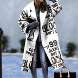 Fongt New 2025 Autumn Women's Long-Sleeved Collar Coat Prints The Long