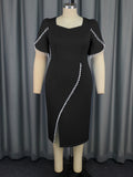 Fongt African Plus-Size Temperament Women's Dress Elegant Style Lead Pearl Open-Fork Dress Dress
