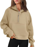 Fongt Autumn And Winter New Fashion Leisure Sports Half Zipper Hooded Short Plus Velvet Wear