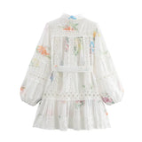 Fongt New Lace Splicing Print Dress