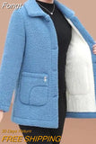 Fongt Jacket Women Fleece Warm Lamb Wool Coat 2023 New Solid Long-Sleeved Outerwear Middle-aged Female Basic Coat Oversize 5XL 1127-1-Outfit