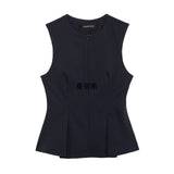 Fongt Women's New Round-Neck Body Decoration Niche Design Feel Sleeveless T T-Shirt